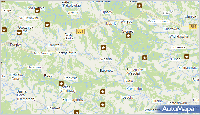 mapa Wesoła gmina Nozdrzec, Wesoła gmina Nozdrzec na mapie Targeo