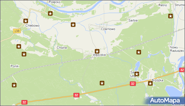 mapa Wężyska, Wężyska na mapie Targeo