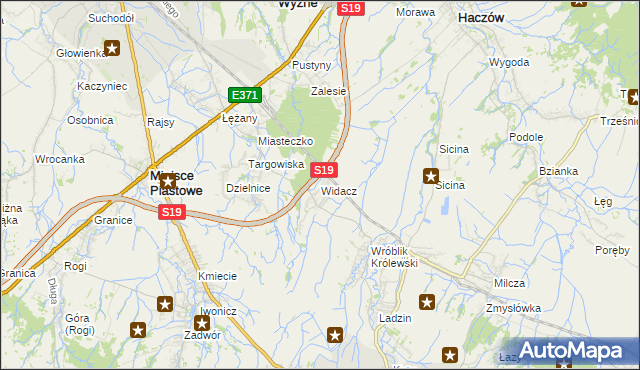 mapa Widacz gmina Miejsce Piastowe, Widacz gmina Miejsce Piastowe na mapie Targeo