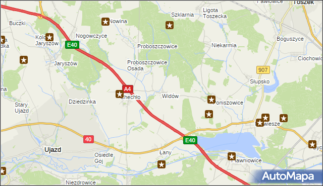 mapa Widów gmina Rudziniec, Widów gmina Rudziniec na mapie Targeo