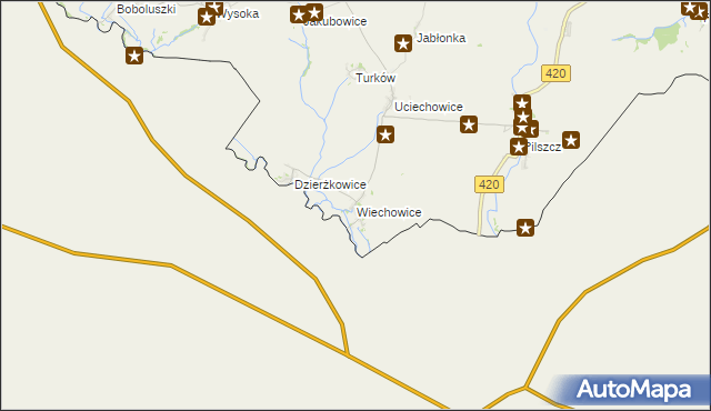 mapa Wiechowice, Wiechowice na mapie Targeo