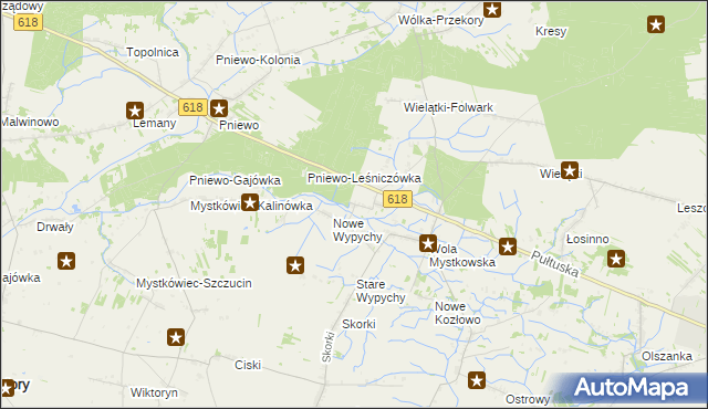 mapa Wielątki Rosochate, Wielątki Rosochate na mapie Targeo