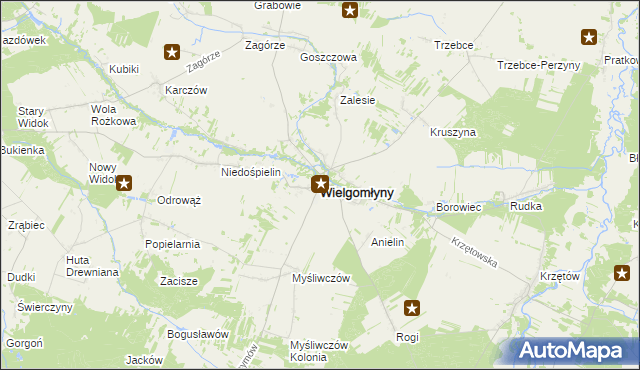 mapa Wielgomłyny, Wielgomłyny na mapie Targeo