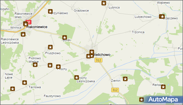 mapa Wielichowo powiat grodziski, Wielichowo powiat grodziski na mapie Targeo