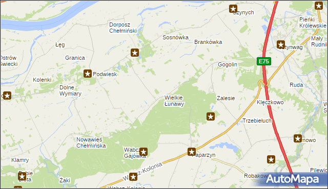 mapa Wielkie Łunawy, Wielkie Łunawy na mapie Targeo