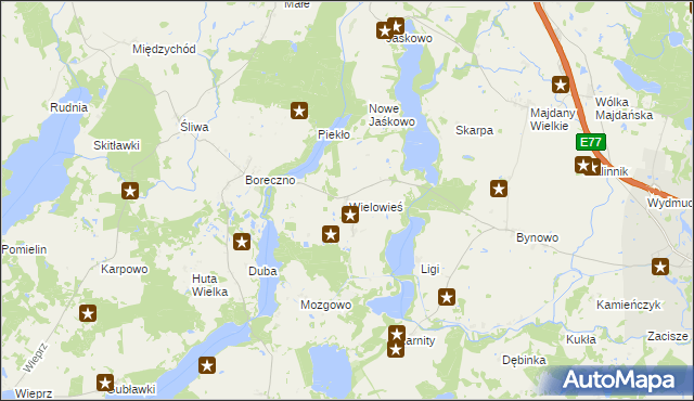 mapa Wielowieś gmina Zalewo, Wielowieś gmina Zalewo na mapie Targeo