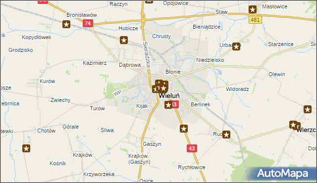 mapa Wieluń, Wieluń na mapie Targeo