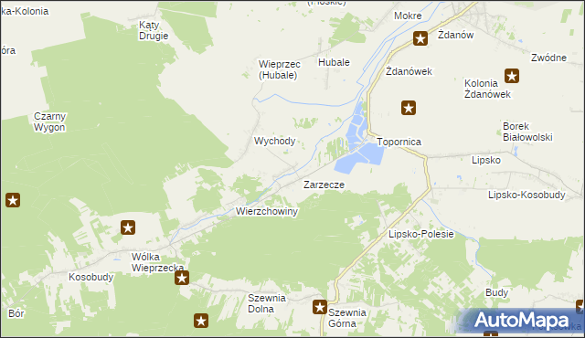 mapa Wieprzec gmina Zamość, Wieprzec gmina Zamość na mapie Targeo