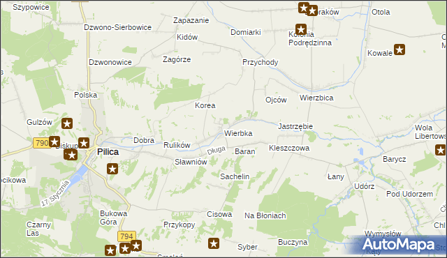 mapa Wierbka, Wierbka na mapie Targeo