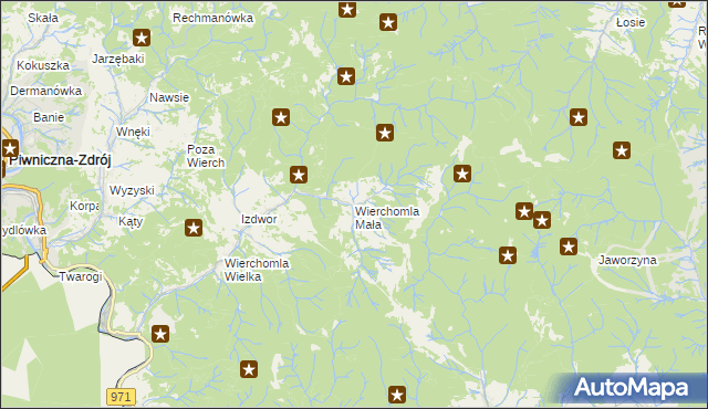 mapa Wierchomla Mała, Wierchomla Mała na mapie Targeo