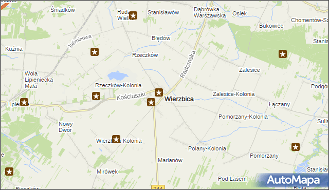 mapa Wierzbica powiat radomski, Wierzbica powiat radomski na mapie Targeo