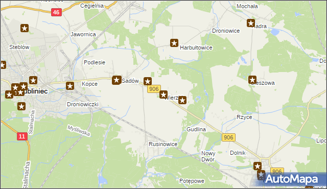 mapa Wierzbie gmina Koszęcin, Wierzbie gmina Koszęcin na mapie Targeo