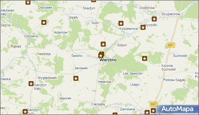 mapa Wierzbno powiat węgrowski, Wierzbno powiat węgrowski na mapie Targeo
