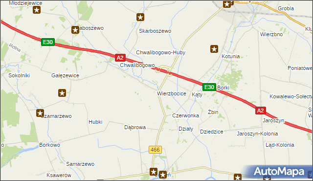 mapa Wierzbocice, Wierzbocice na mapie Targeo