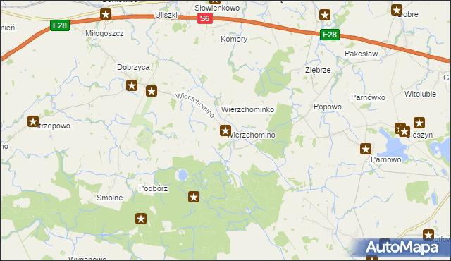 mapa Wierzchomino, Wierzchomino na mapie Targeo