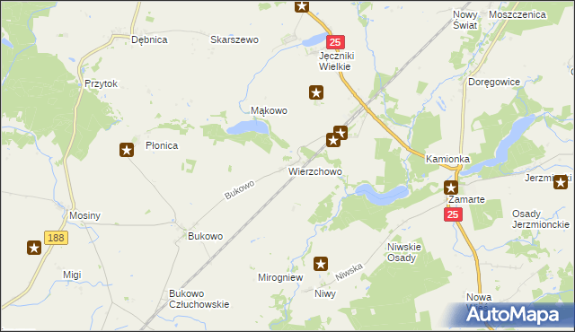 mapa Wierzchowo gmina Człuchów, Wierzchowo gmina Człuchów na mapie Targeo