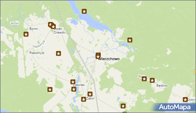 mapa Wierzchowo powiat drawski, Wierzchowo powiat drawski na mapie Targeo