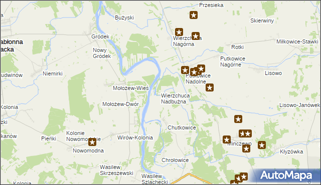 mapa Wierzchuca Nadbużna, Wierzchuca Nadbużna na mapie Targeo