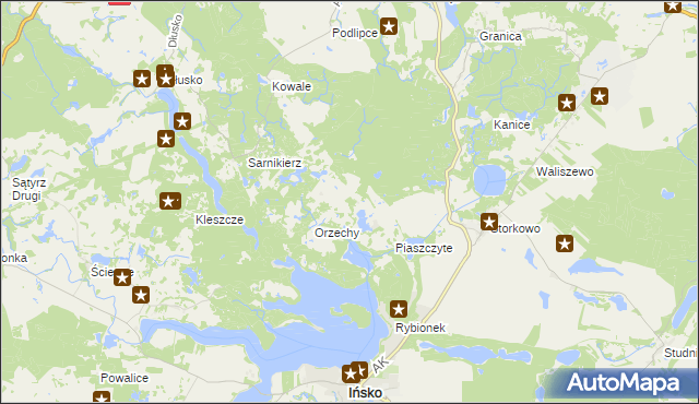 mapa Wierzchucice gmina Ińsko, Wierzchucice gmina Ińsko na mapie Targeo