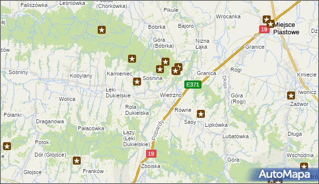 mapa Wietrzno gmina Dukla, Wietrzno gmina Dukla na mapie Targeo