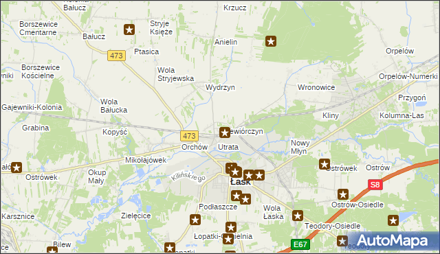 mapa Wiewiórczyn gmina Łask, Wiewiórczyn gmina Łask na mapie Targeo