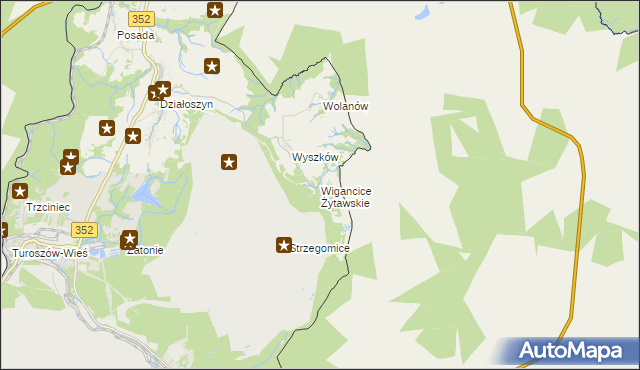 mapa Wigancice Żytawskie, Wigancice Żytawskie na mapie Targeo