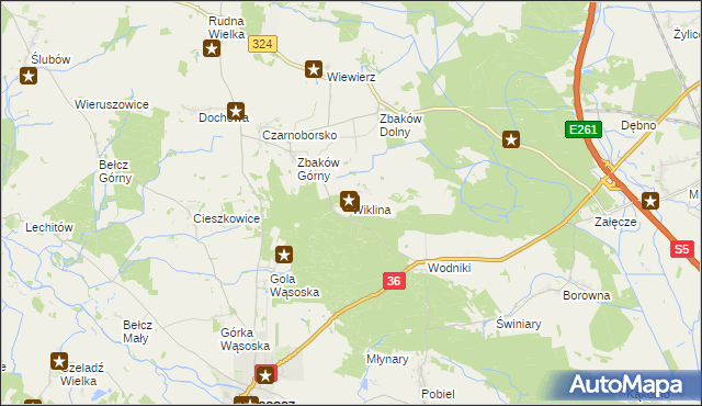 mapa Wiklina, Wiklina na mapie Targeo