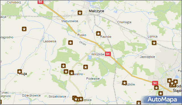 mapa Wilczków gmina Malczyce, Wilczków gmina Malczyce na mapie Targeo