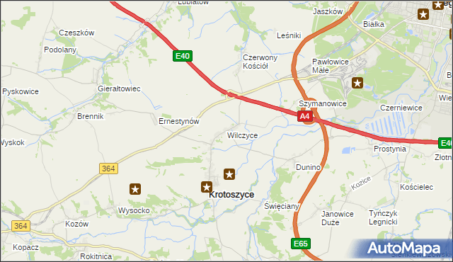 mapa Wilczyce gmina Krotoszyce, Wilczyce gmina Krotoszyce na mapie Targeo