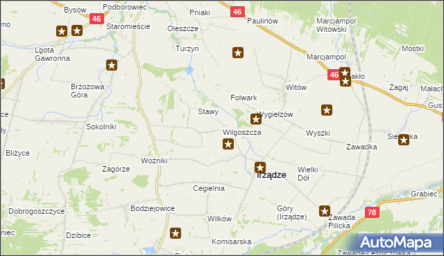 mapa Wilgoszcza, Wilgoszcza na mapie Targeo