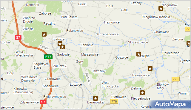 mapa Wilków gmina Kocmyrzów-Luborzyca, Wilków gmina Kocmyrzów-Luborzyca na mapie Targeo
