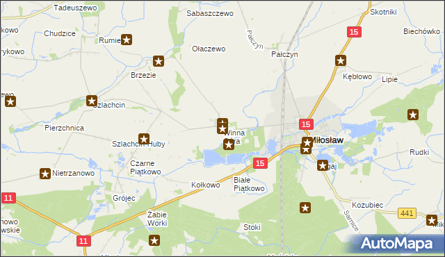 mapa Winna Góra gmina Środa Wielkopolska, Winna Góra gmina Środa Wielkopolska na mapie Targeo