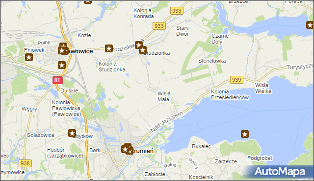 mapa Wisła Mała, Wisła Mała na mapie Targeo