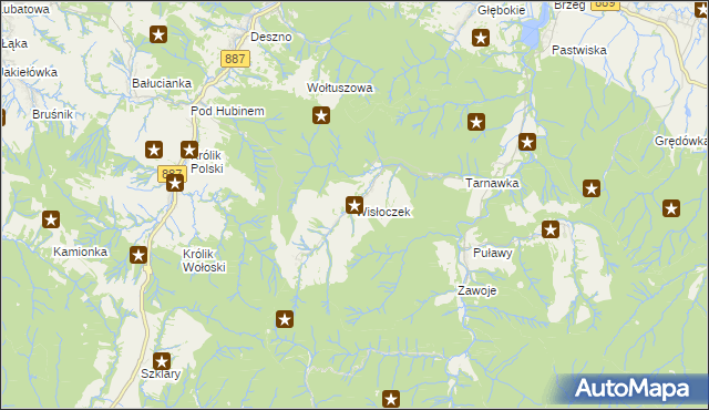 mapa Wisłoczek, Wisłoczek na mapie Targeo