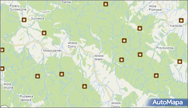 mapa Wisłok Wielki, Wisłok Wielki na mapie Targeo