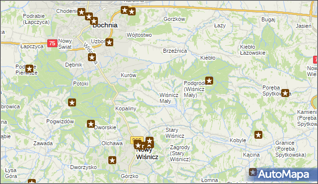 mapa Wiśnicz Mały, Wiśnicz Mały na mapie Targeo