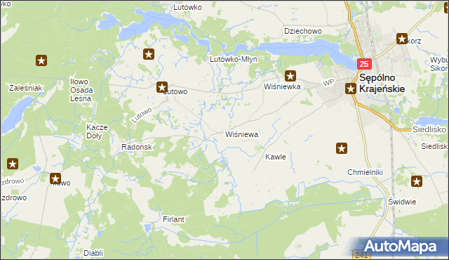 mapa Wiśniewa gmina Sępólno Krajeńskie, Wiśniewa gmina Sępólno Krajeńskie na mapie Targeo