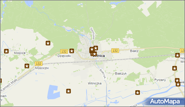 mapa Witnica powiat gorzowski, Witnica powiat gorzowski na mapie Targeo