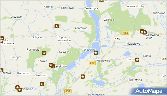 mapa Witosław gmina Osieczna, Witosław gmina Osieczna na mapie Targeo