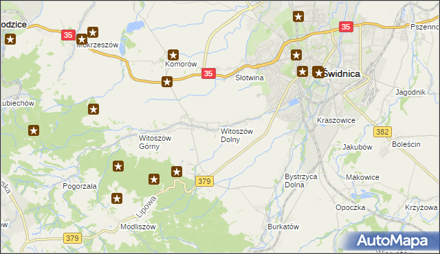 mapa Witoszów Dolny, Witoszów Dolny na mapie Targeo