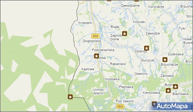 mapa Witów gmina Kościelisko, Witów gmina Kościelisko na mapie Targeo