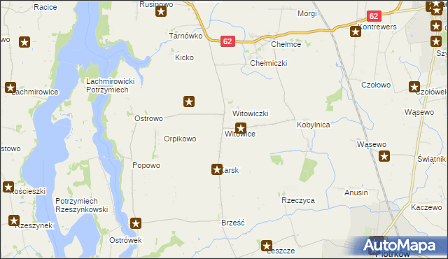 mapa Witowice gmina Kruszwica, Witowice gmina Kruszwica na mapie Targeo