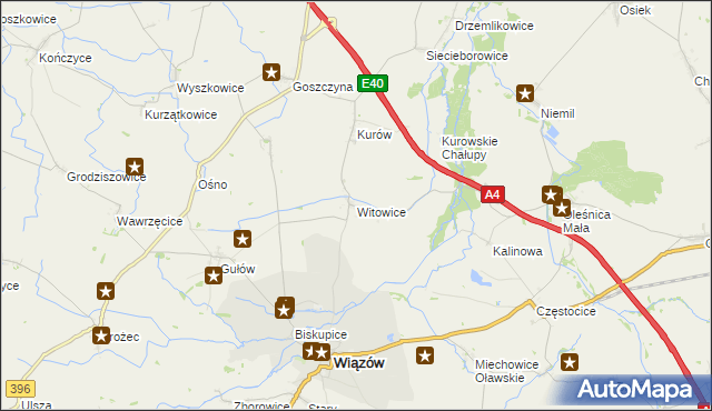 mapa Witowice gmina Wiązów, Witowice gmina Wiązów na mapie Targeo