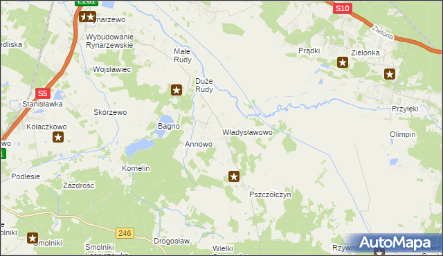 mapa Władysławowo gmina Łabiszyn, Władysławowo gmina Łabiszyn na mapie Targeo