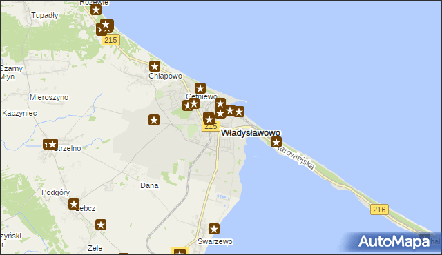 mapa Władysławowo powiat pucki, Władysławowo powiat pucki na mapie Targeo