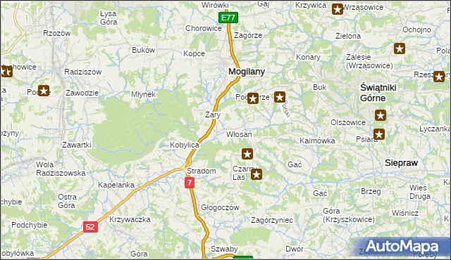 mapa Włosań, Włosań na mapie Targeo