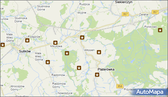 mapa Włosień, Włosień na mapie Targeo