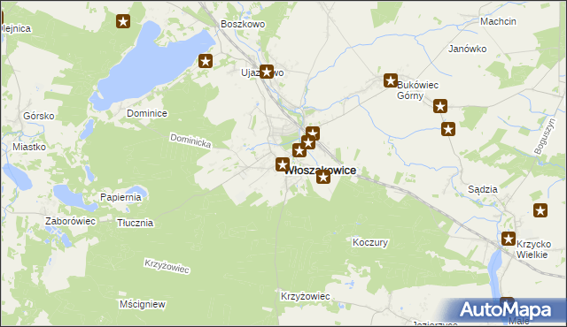 mapa Włoszakowice, Włoszakowice na mapie Targeo