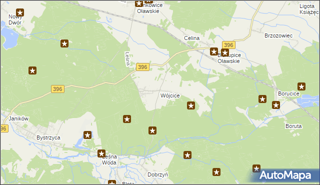 mapa Wójcice gmina Jelcz-Laskowice, Wójcice gmina Jelcz-Laskowice na mapie Targeo