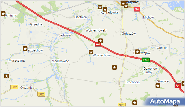 mapa Wojciechów gmina Zagrodno, Wojciechów gmina Zagrodno na mapie Targeo